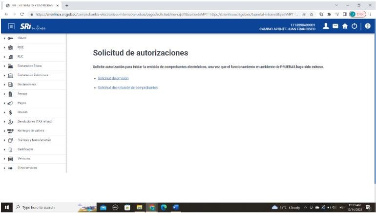 solicitud de autorizaciones